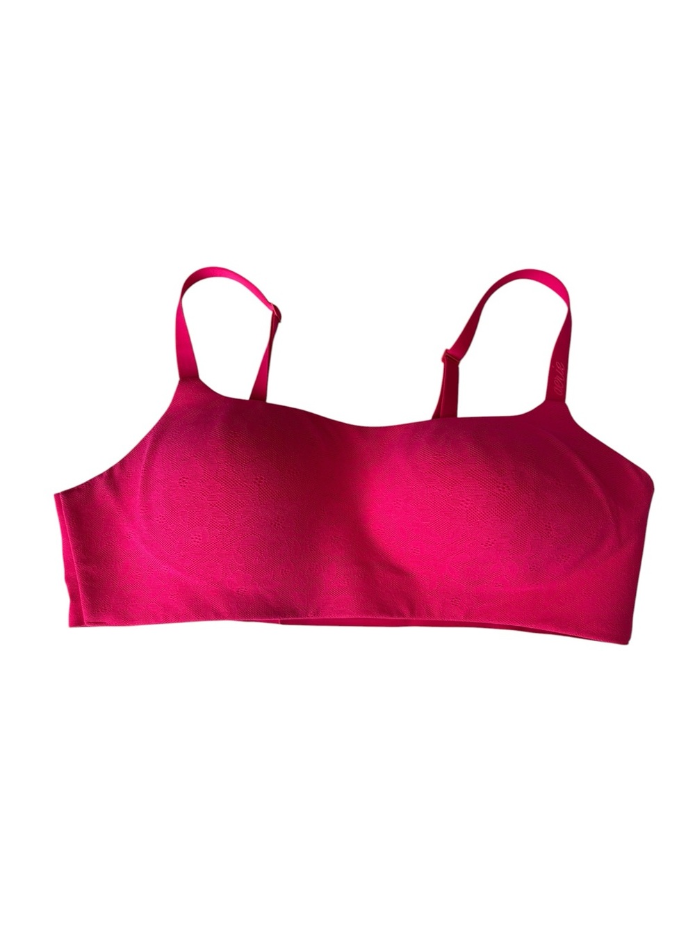 Aerie Smoothez wireless bralette bra bright hot pink lace pattern size medium